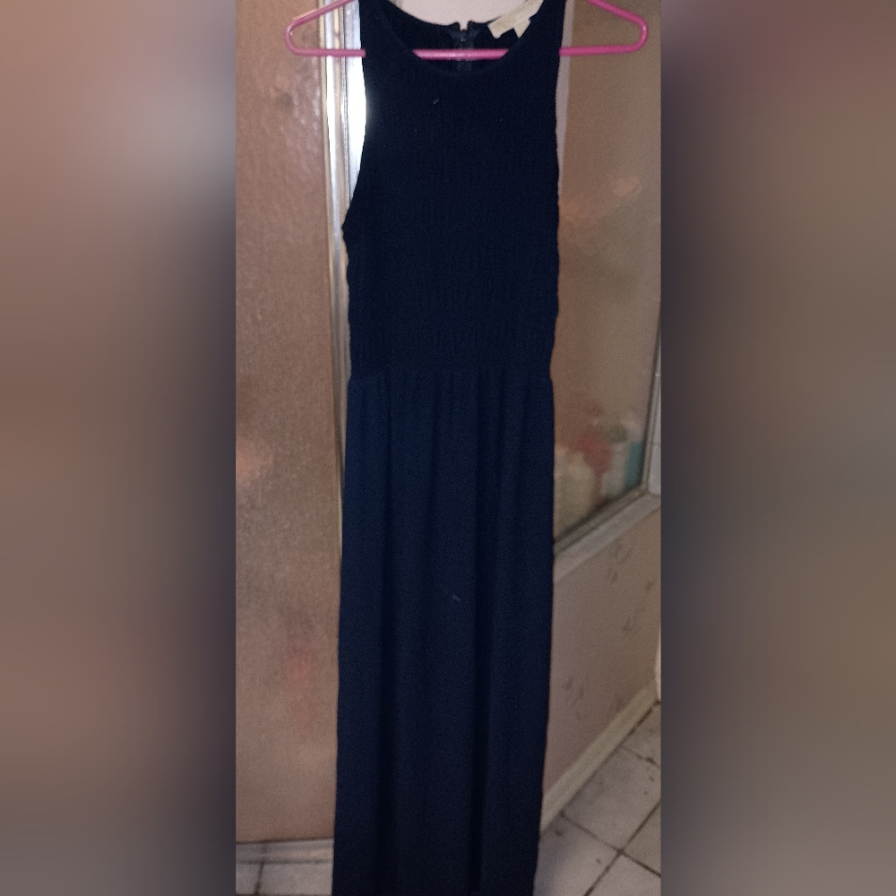 Michael Kors Navy Blue Long Dress Smocked Small Sleeveless
